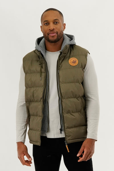 Canada Weather Gear Hooded Puffer Vest - Olive - Mens Vests - International Clothiers