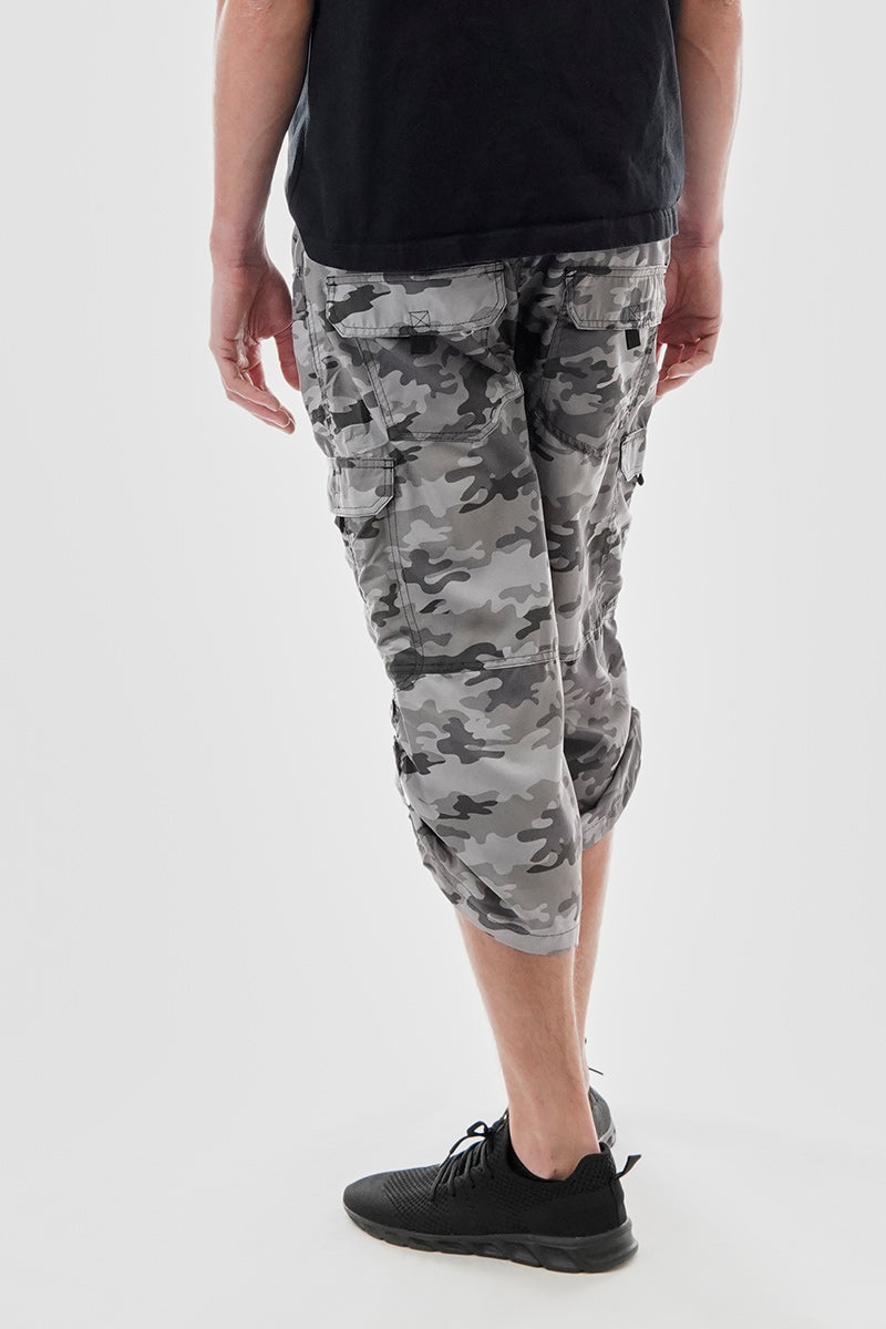 Canada Weather Gear Belted Camo Print Cargo Shorts - Grey - Mens Shorts & Capris - International Clothiers