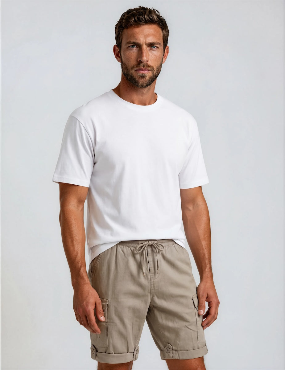 Roll Up Cargo Shorts - Taupe