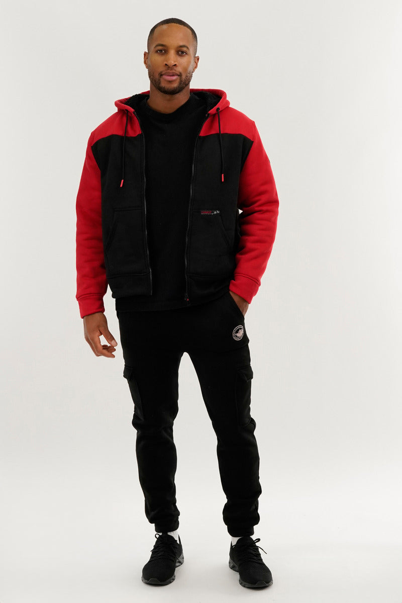 Canada Weather Gear Colour Block Sherpa Lined Lightweight Jacket - Red - Mens Lightweight Jackets - International Clothiers