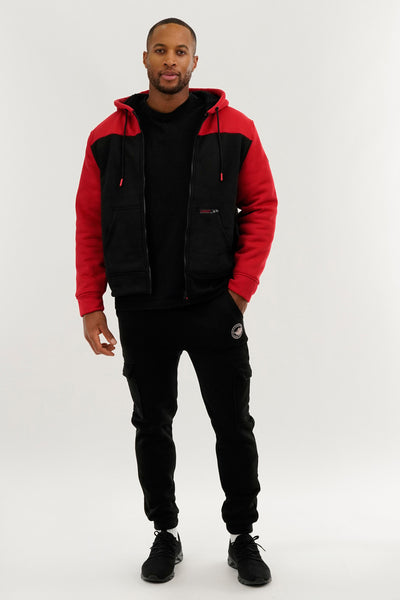 Canada Weather Gear Colour Block Sherpa Lined Lightweight Jacket - Red - Mens Lightweight Jackets - International Clothiers