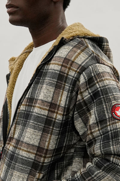 Canada Weather Gear Hooded Sherpa Lined Lightweight Jacket - Beige - Mens Lightweight Jackets - International Clothiers