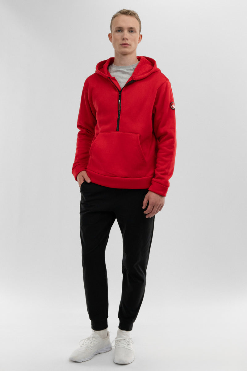 Canada Weather Gear Fleece Half Zip Hoodie - Red - Mens Hoodies & Sweatshirts - International Clothiers