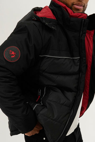 Super Triple Goose Contrast Lining Puffer Bomber Jacket - Red - Mens Bomber Jackets - International Clothiers