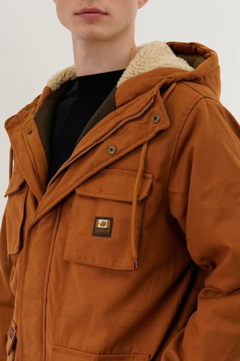 Canada Work Gear Canvas Sherpa Lined Parka Jacket - Brown - Mens Parka Jackets - International Clothiers