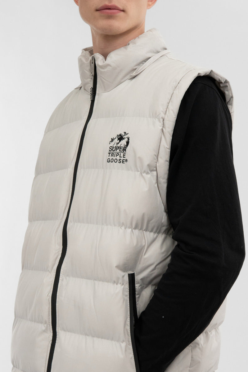 Super Triple Goose Zip Off Sleeve Bomber Jacket - Stone - Mens Bomber Jackets - International Clothiers