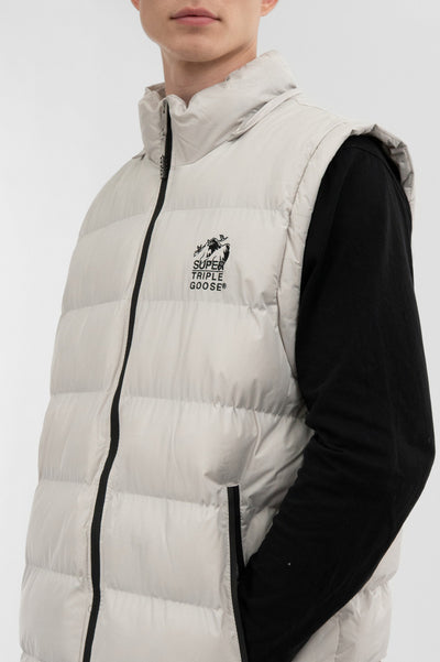Super Triple Goose Zip Off Sleeve Bomber Jacket - Stone - Mens Bomber Jackets - International Clothiers