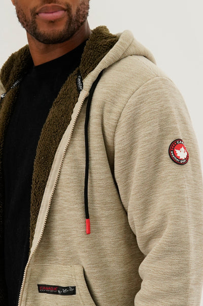 Canada Weather Gear Sherpa Lined Lightweight Jacket - Beige - Mens Lightweight Jackets - International Clothiers