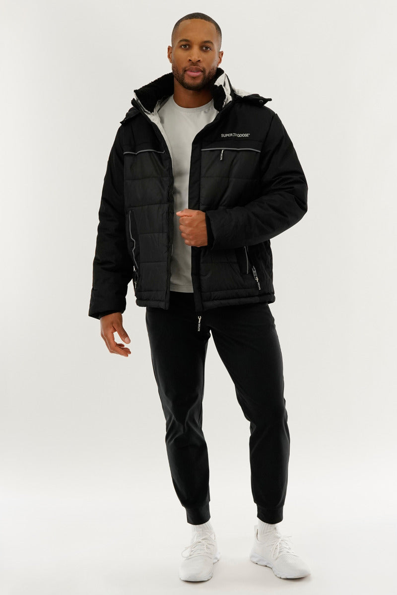 Super Triple Goose Contrast Lining Puffer Bomber Jacket - Stone - Mens Bomber Jackets - International Clothiers