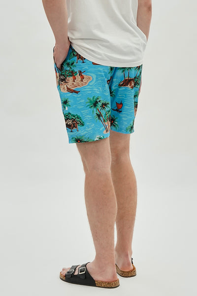 Canada Weather Gear Tropical Print Swim Shorts - Turquoise - Mens Shorts & Capris - International Clothiers