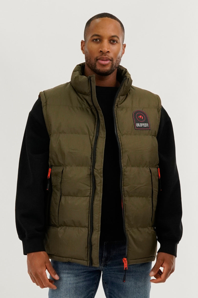 Super Triple Goose Double Pocket Bubble Vest - Olive - Mens Vests - International Clothiers