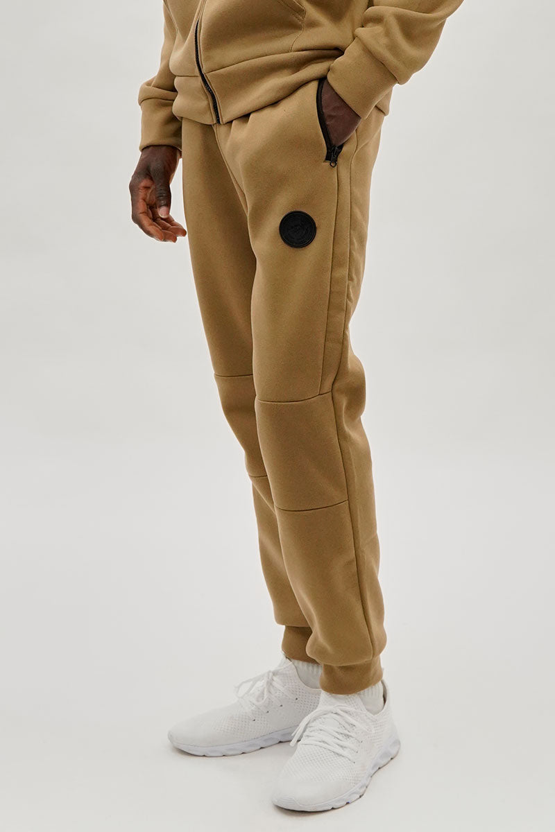 Super Triple Goose Basic Zipper Pocket Joggers - Beige - Mens Joggers & Sweatpants - International Clothiers