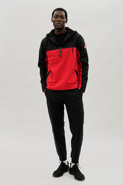 Canada Weather Gear Colour Block Half Zip Hoodie - Red - Mens Hoodies & Sweatshirts - International Clothiers