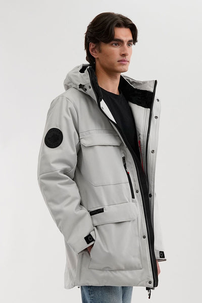 Canada Weather Gear Faux Fur Lined Hood Parka Jacket - Stone - Mens Parka Jackets - International Clothiers