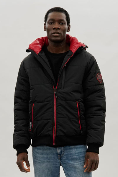 Oppenheimer Hooded Puffer Bomber Jacket - Black - Mens Bomber Jackets - International Clothiers