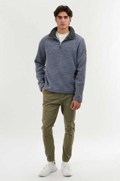 Canada Weather Gear Sherpa Lined 1/4 Zip Pullover Sweater - Navy - Mens Pullover Sweaters - International Clothiers