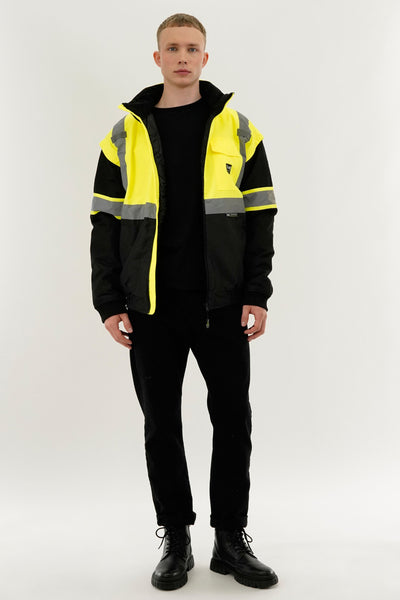 Canada Work Gear Hi-Vis Colour Block Bomber Jacket - Yellow - Mens Bomber Jackets - International Clothiers