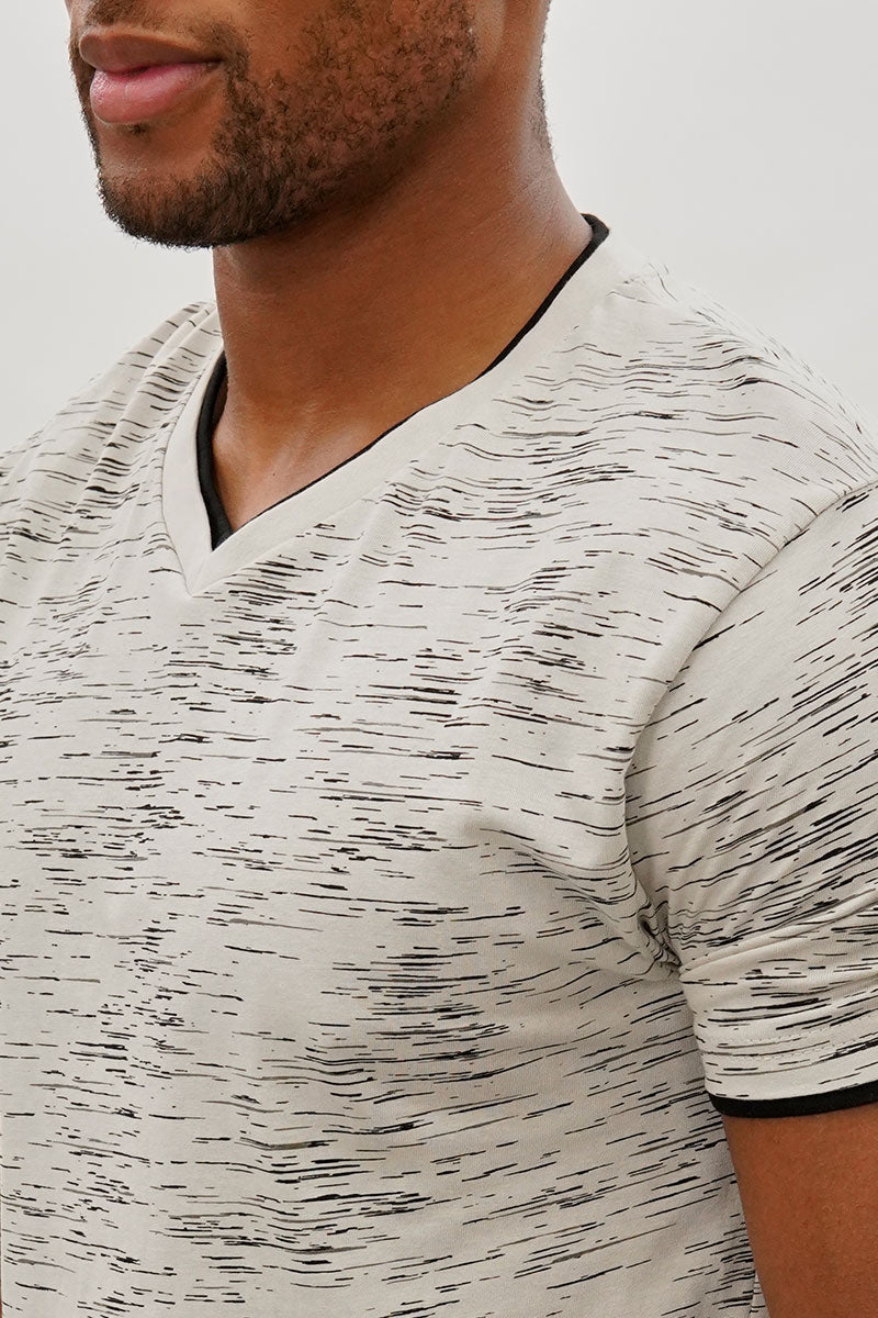 Canada Weather Gear Vintage Patterned V-Neck Tee - Stone - Mens Tees & Tank Tops - International Clothiers