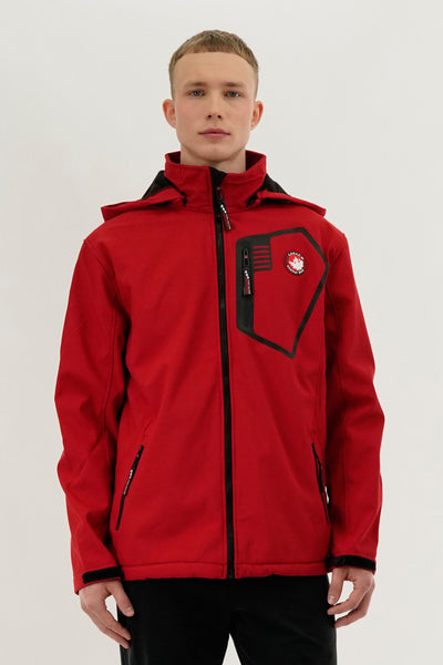 Canada Weather Gear Soft Shell Hooded Lightweight Jacket - Red - Mens Lightweight Jackets - International Clothiers