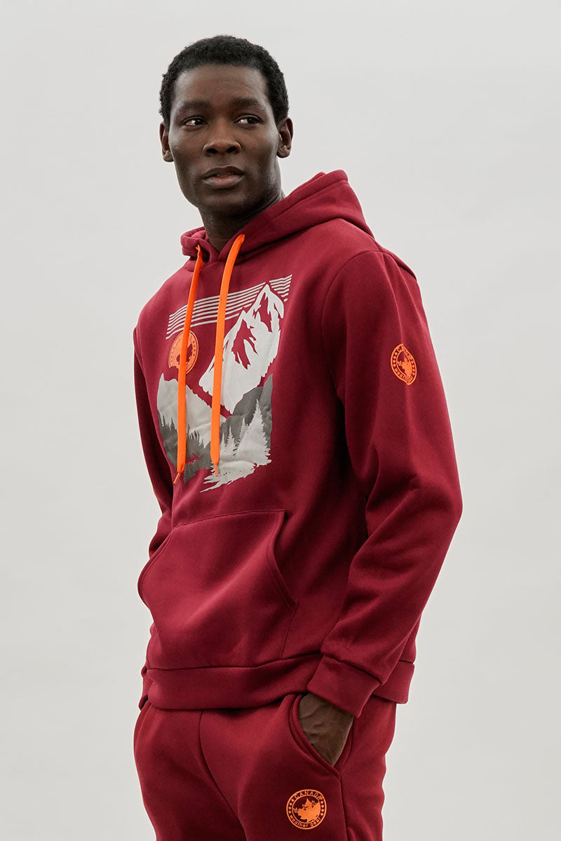 Canada Weather Gear Mountain Print Hoodie - Red - Mens Hoodies & Sweatshirts - International Clothiers
