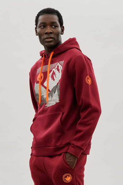 Canada Weather Gear Mountain Print Hoodie - Red - Mens Hoodies & Sweatshirts - International Clothiers