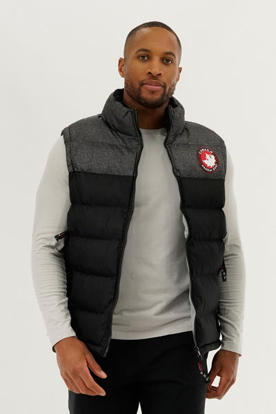 Canada Weather Gear Colour Block Puffer Vest - Black - Mens Vests - International Clothiers