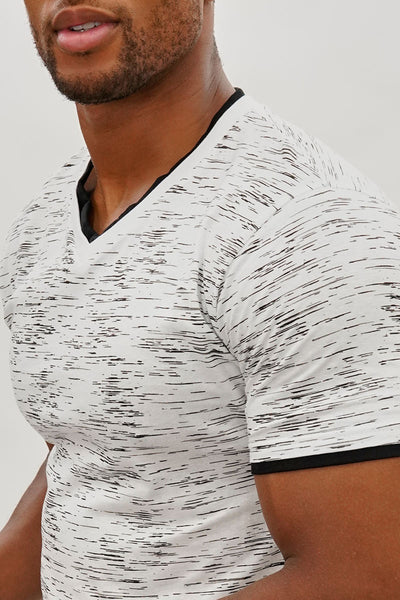 Canada Weather Gear Vintage Patterned V-Neck Tee - White - Mens Tees & Tank Tops - International Clothiers