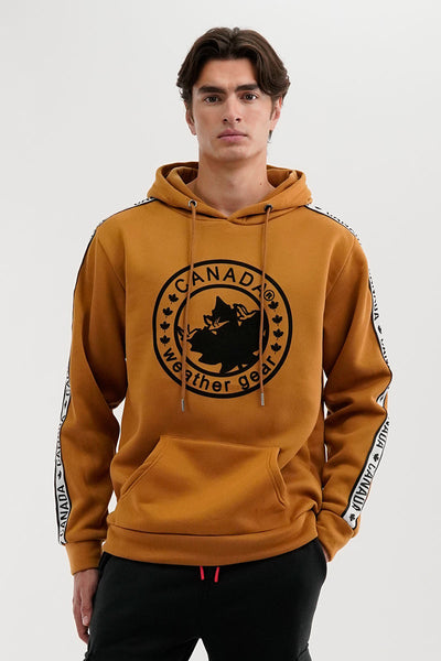 Canada Weather Gear Logo Tape Fleece Hoodie - Camel - Mens Hoodies & Sweatshirts - International Clothiers
