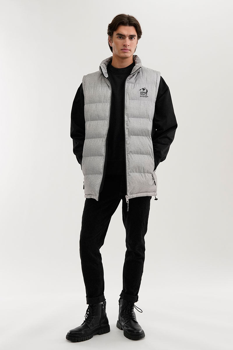 Super Triple Goose Zip Off Sleeve Bomber Jacket - Grey - Mens Bomber Jackets - International Clothiers