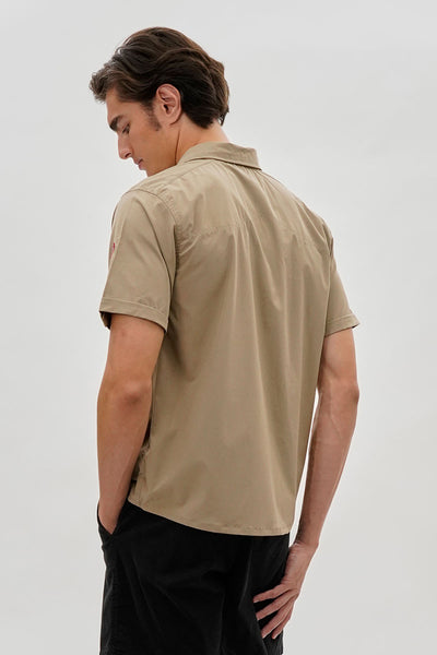 Canada Weather Gear Utility Short Sleeve Casual Shirt - Beige - Mens Casual Shirts - International Clothiers