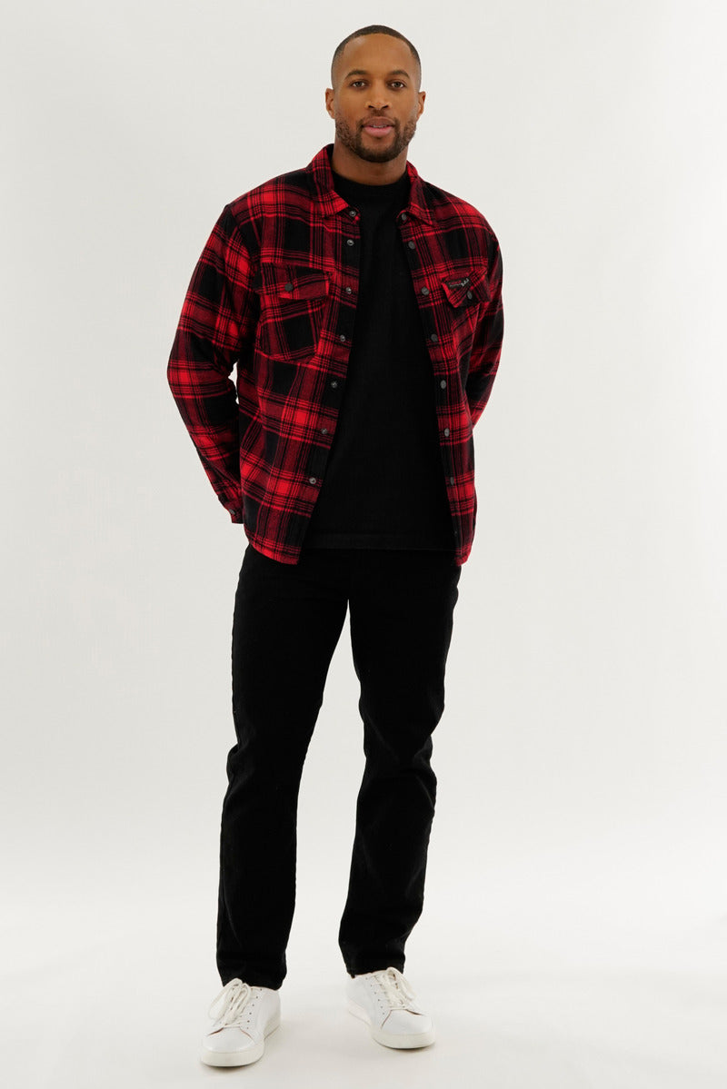 Canada Weather Gear Plaid Plush Lined Lightweight Jacket - Red - Mens Lightweight Jackets - International Clothiers