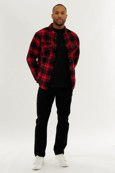 Canada Weather Gear Plaid Plush Lined Lightweight Jacket - Red - Mens Lightweight Jackets - International Clothiers