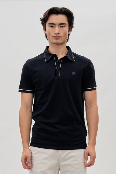 Canada Weather Gear Travel Collection Piping Detail Polo Shirt - Navy - Mens Polo Shirts - International Clothiers