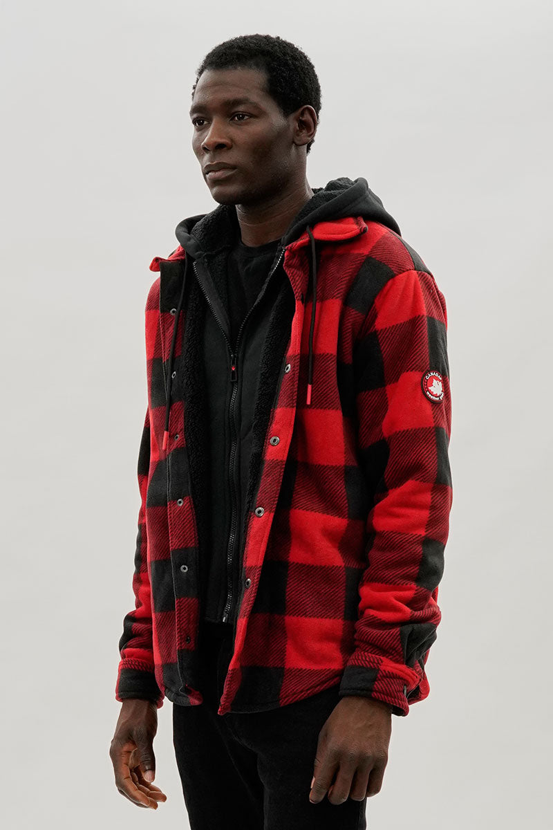 Canada Weather Gear Plaid Sherpa Lined Lightweight Jacket - Red - Mens Lightweight Jackets - International Clothiers