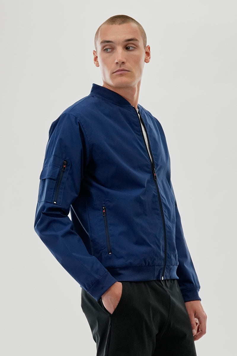 Canada Weather Gear Basic Zip Up Bomber Lightweight Jacket - Navy - Mens Lightweight Jackets - International Clothiers