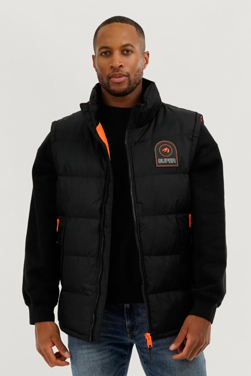 Super Triple Goose Double Pocket Bubble Vest - Black - Mens Vests - International Clothiers