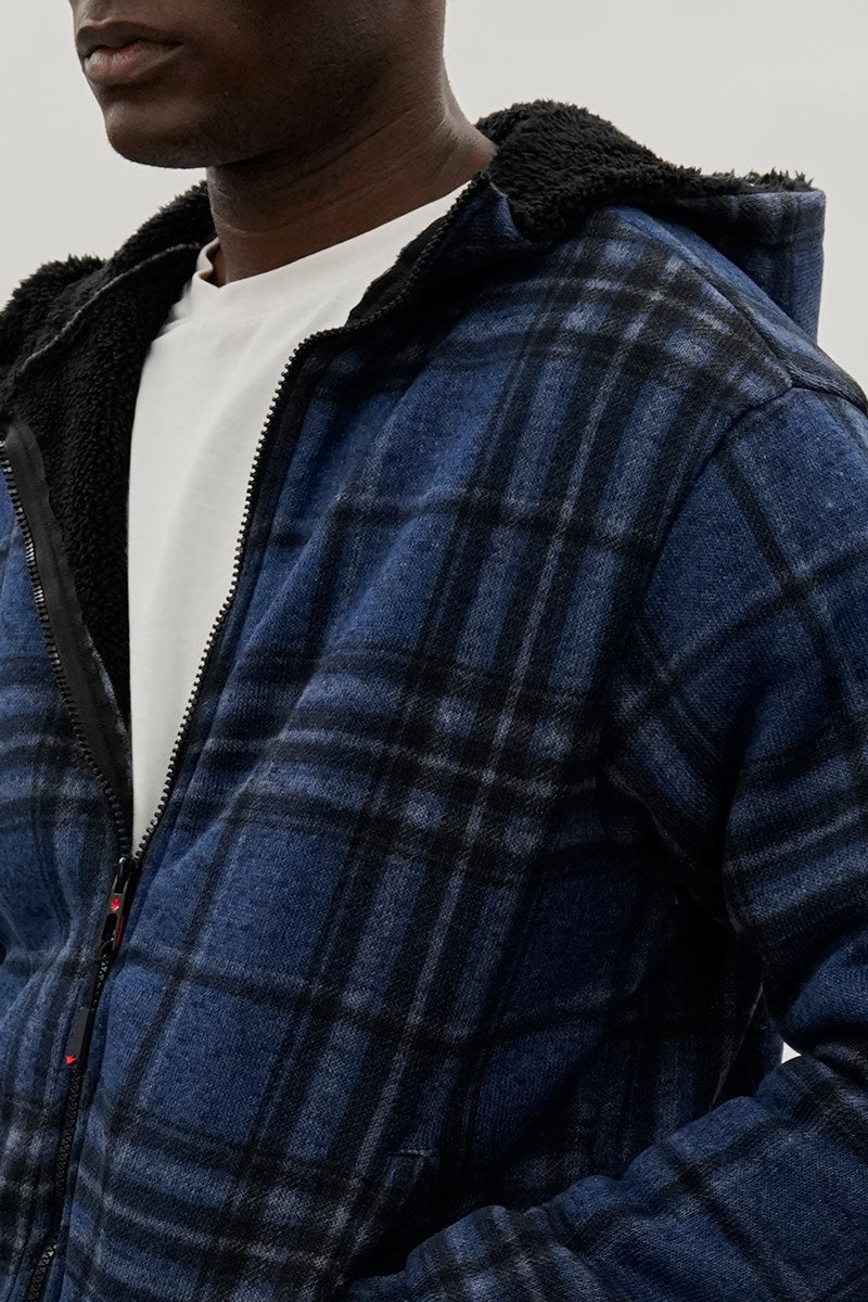 Canada Weather Gear Hooded Sherpa Lined Lightweight Jacket - Navy - Mens Lightweight Jackets - International Clothiers