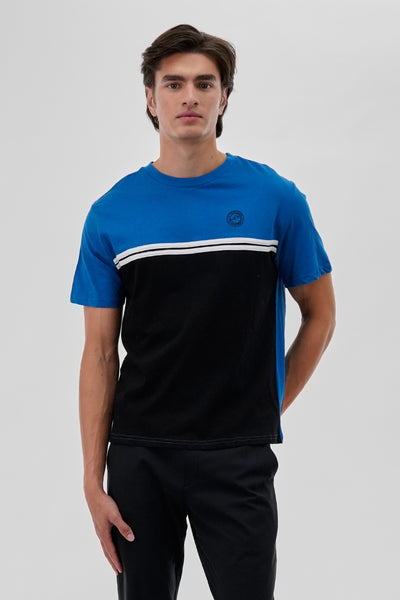 Canada Weather Gear Striped Colour Block Tee - Blue - Mens Tees & Tank Tops - International Clothiers