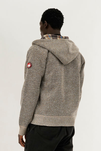 Canada Weather Gear Plaid Lined Zip Up Knit Hoodie - Beige - Mens Hoodies & Sweatshirts - International Clothiers