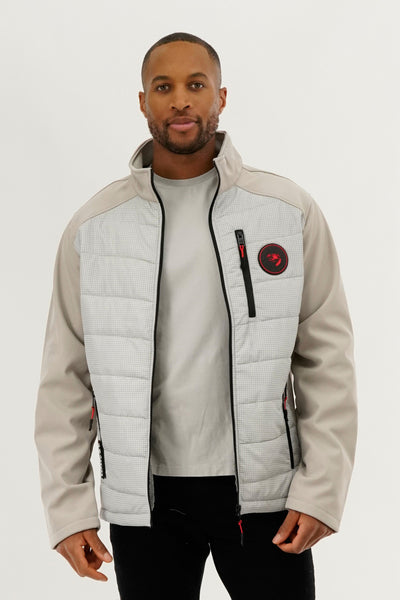 Super Triple Goose Quilted Colour Block Lightweight Jacket - Stone - Mens Lightweight Jackets - International Clothiers
