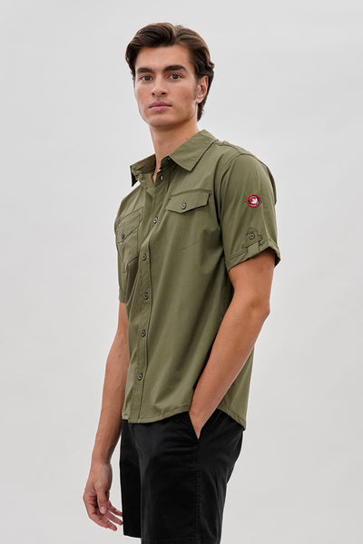 Canada Weather Gear Utility Short Sleeve Casual Shirt - Olive - Mens Casual Shirts - International Clothiers