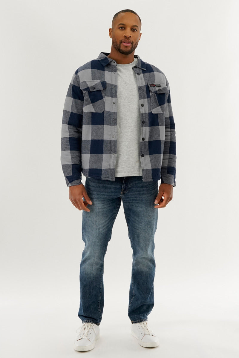 Canada Weather Gear Plaid Plush Lined Lightweight Jacket - Navy - Mens Lightweight Jackets - International Clothiers