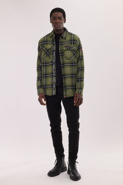 Canada Weather Gear Plaid Button Up Casual Shirt - Olive - Mens Casual Shirts - International Clothiers