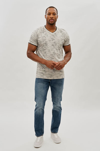 Canada Weather Gear Vintage Patterned V-Neck Tee - Stone - Mens Tees & Tank Tops - International Clothiers