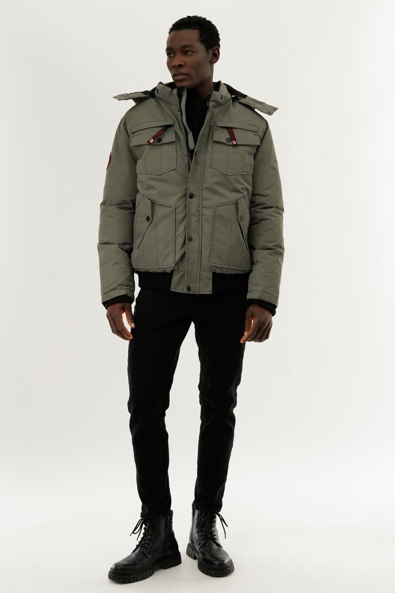 Canada Weather Gear Puffer Bomber Jacket - Grey - Mens Bomber Jackets - International Clothiers
