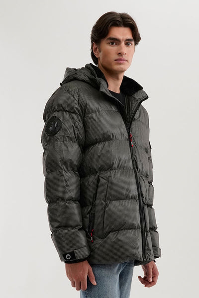 Canada Weather Gear Grid Pattern Puffer Parka Jacket - Green - Mens Parka Jackets - International Clothiers