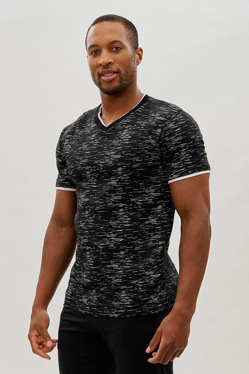 Canada Weather Gear Vintage Patterned V-Neck Tee - Black - Mens Tees & Tank Tops - International Clothiers