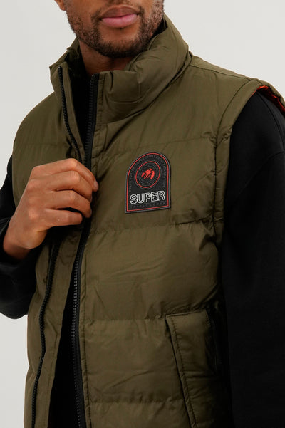 Super Triple Goose Double Pocket Bubble Vest - Olive - Mens Vests - International Clothiers