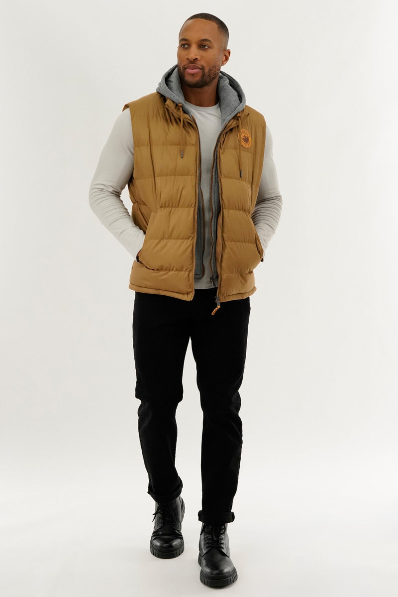 Canada Weather Gear Hooded Puffer Vest - Camel - Mens Vests - International Clothiers