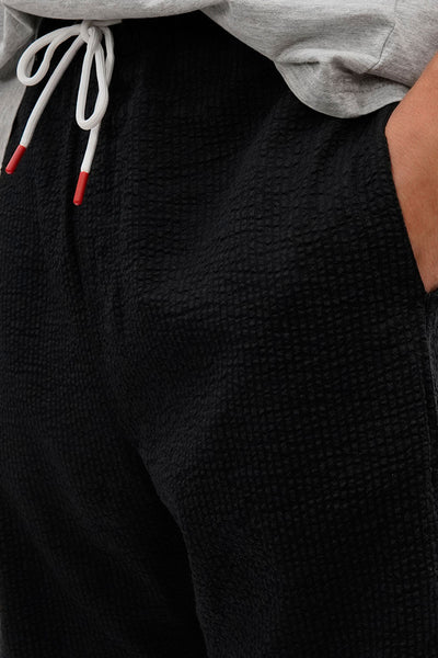 Canada Weather Gear Vintage Textured Tie Waist Shorts - Black - Mens Shorts & Capris - International Clothiers